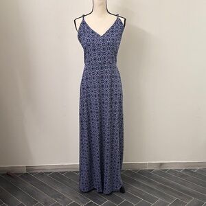 Chic Blue Patterned Maxi Dress